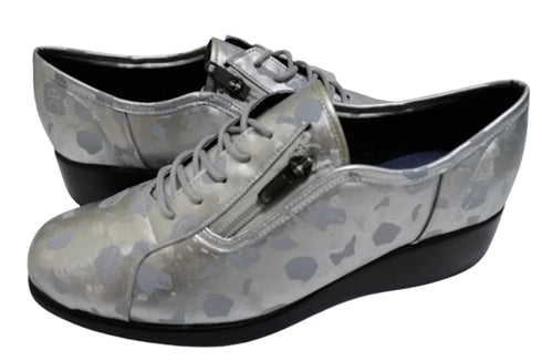 【ナチュラルバック 5283 シルバー】サイドジップ靴紐シューズ